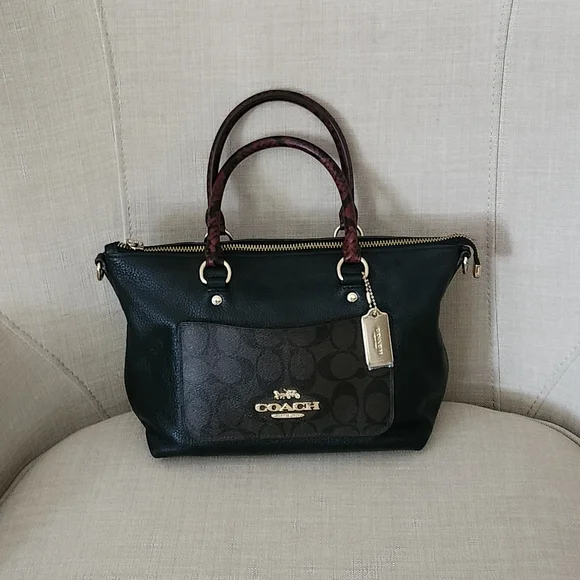 NWOT Coach Mini Emma Signature Python Accent Leather Satchel Crossbody🔥 F34281